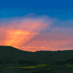 Jack and Bernice Newell Open Space Preserve American Canyon Napa Valley sunset rays from behind mountain